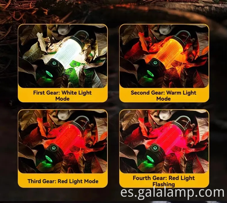 Luz de campamento al aire libre multi funcional, linterna portátil, fuerte, recargable